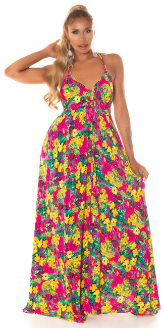 Maxidress with low back Yellow